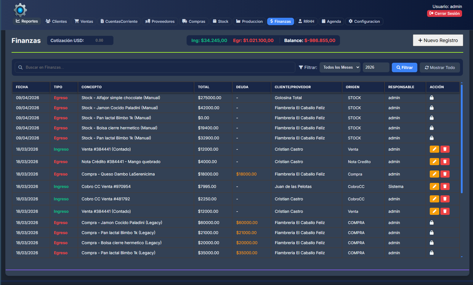 Nucleo ERP - Vista 6