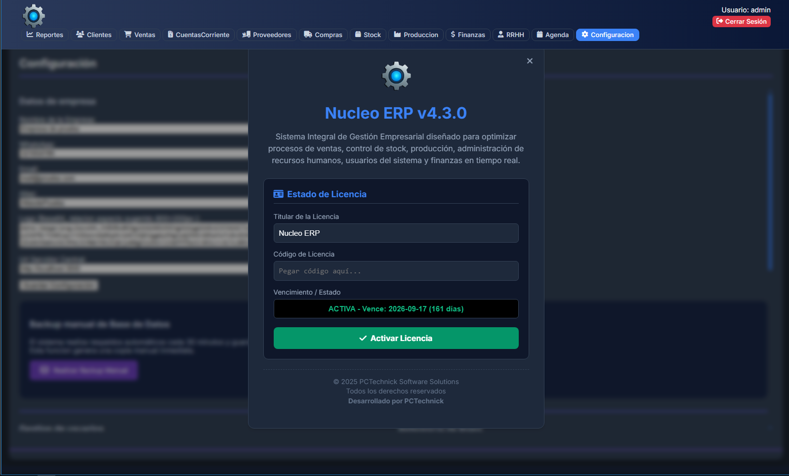 Nucleo ERP - Vista 8